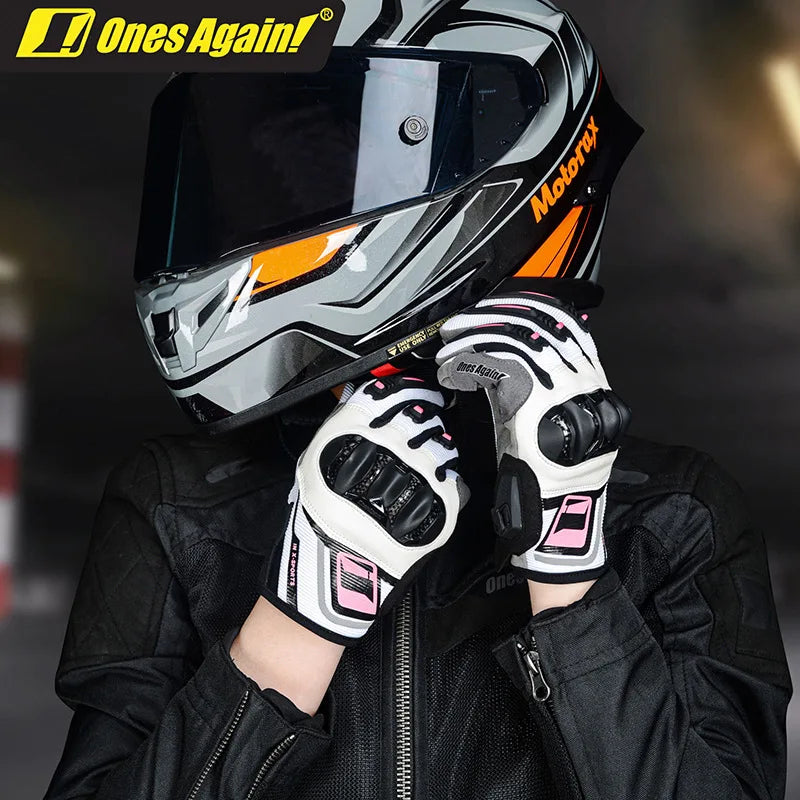 Ones Again Women's Breathable Carbon Fiber Motorcycle Gloves