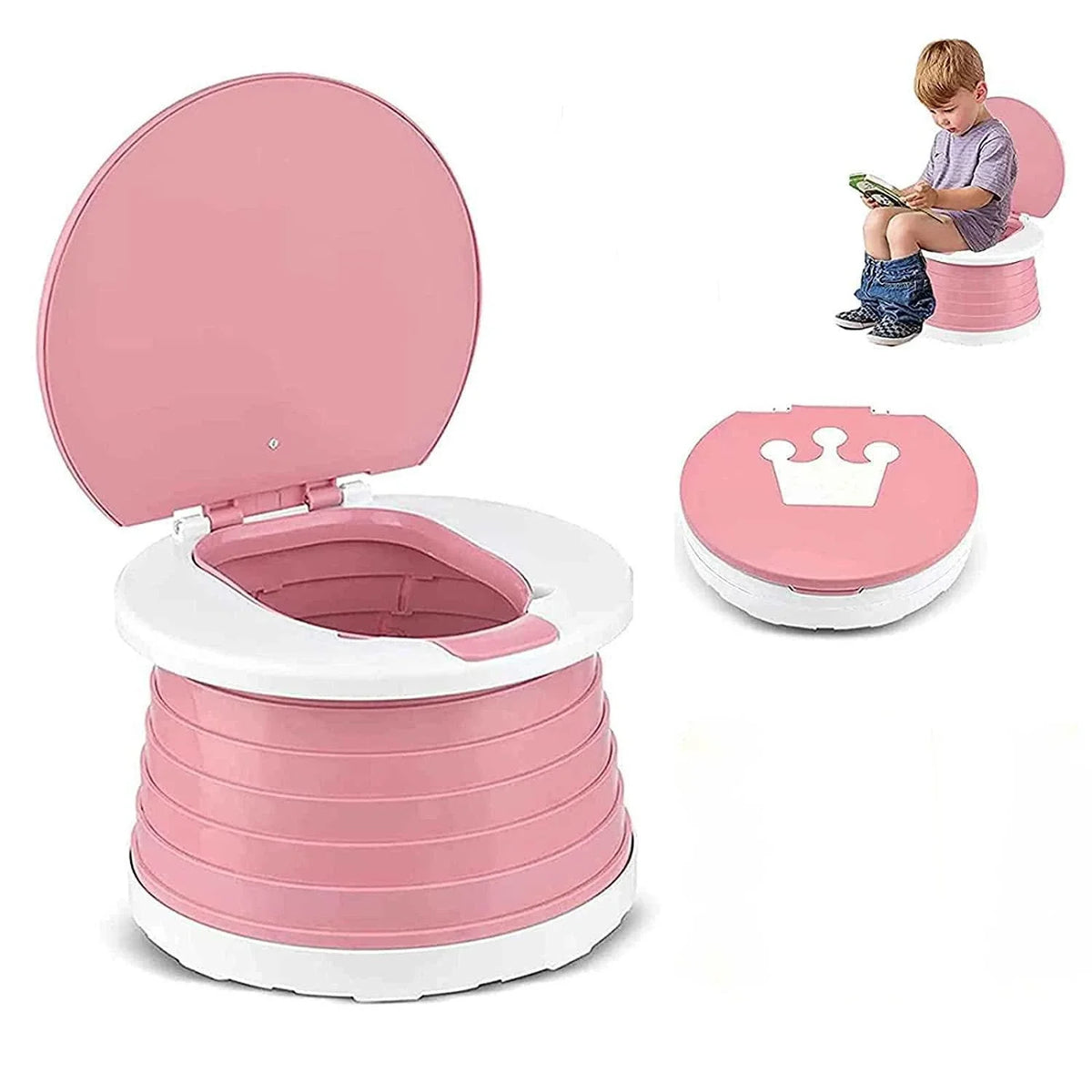 2-in-1 Foldable Travel Toilet for Children - Portable &amp; Convenient Pink
