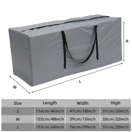 Large Capacity Waterproof Cushion Storage Bag - Outdoor Furniture Protection Cover Gray / 173x76x51cm