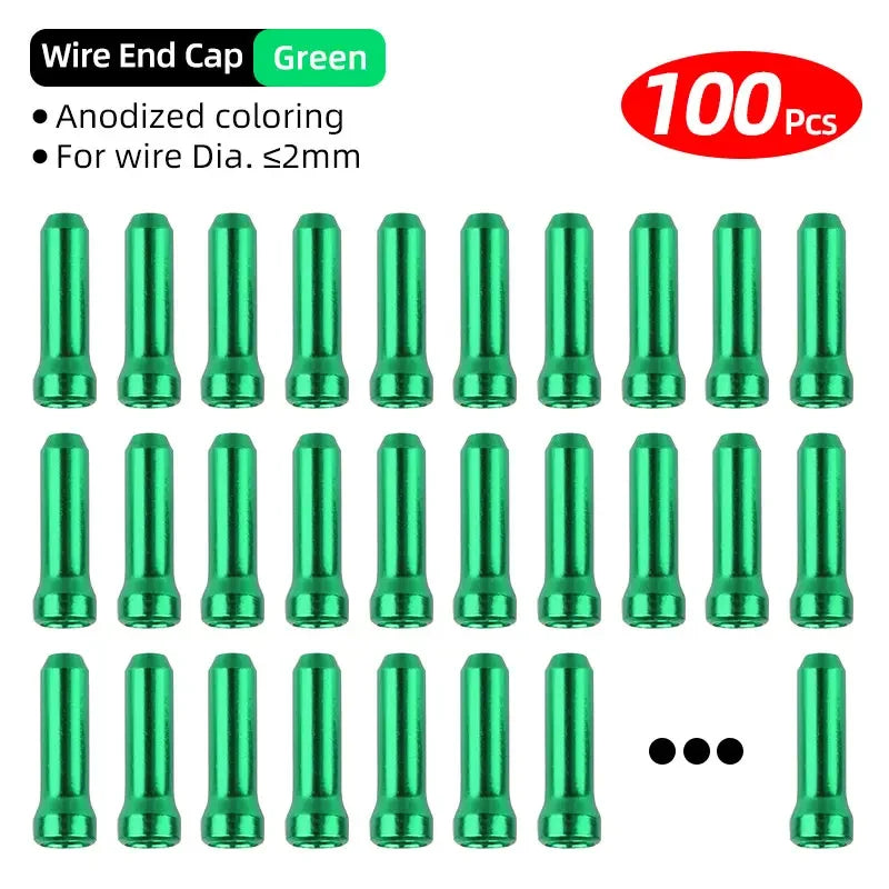 Deemount Alloy Caps &ndash; Lightweight and Durable Bicycle Cable End Solution GREEN 100pcs / CHINA