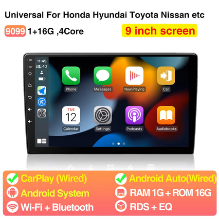 9Inch 10Inch Car Radio Universal CarPlay &ndash; GPS Bluetooth 9inch 1 16G