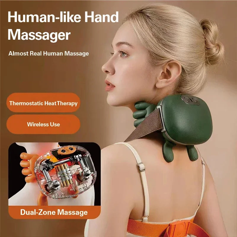 Wireless Neck and Shoulder Massager with Kneading Shiatsu Brushless Motor
