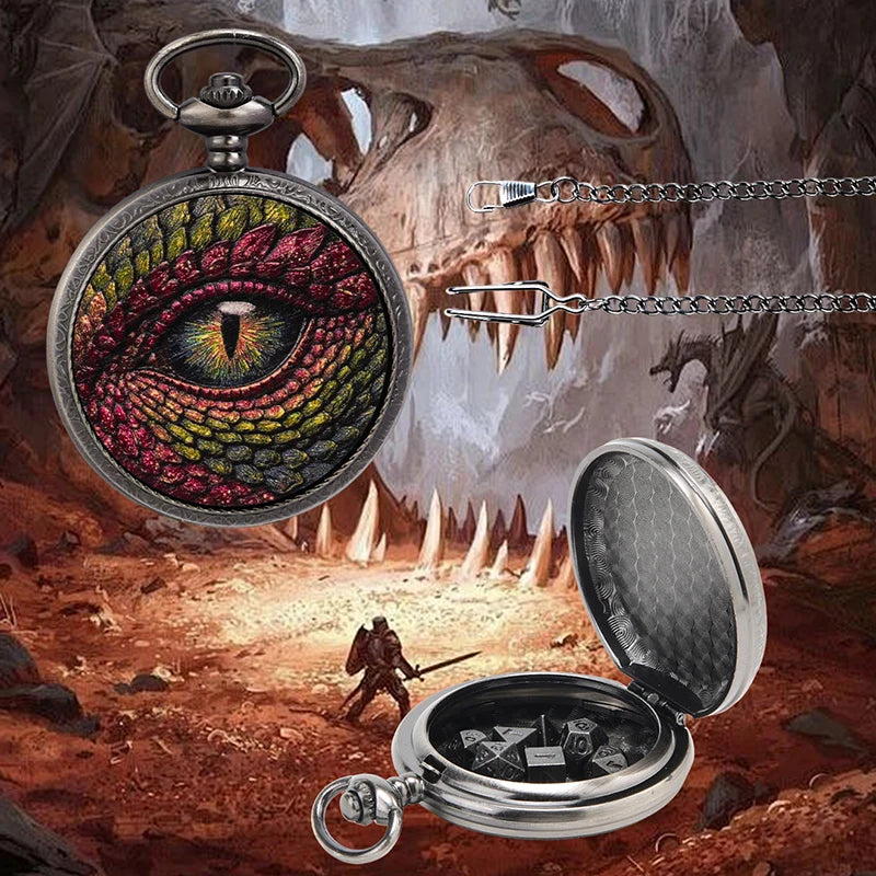 Dragon Eye Dice Case Metal Pocket Watch Box For RPG DND Dice