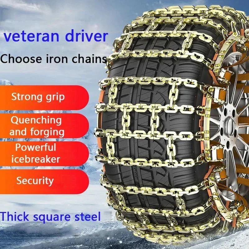 Anti-Skid Iron Car Tire Snow Chains &ndash; 165-195mm Tire Width