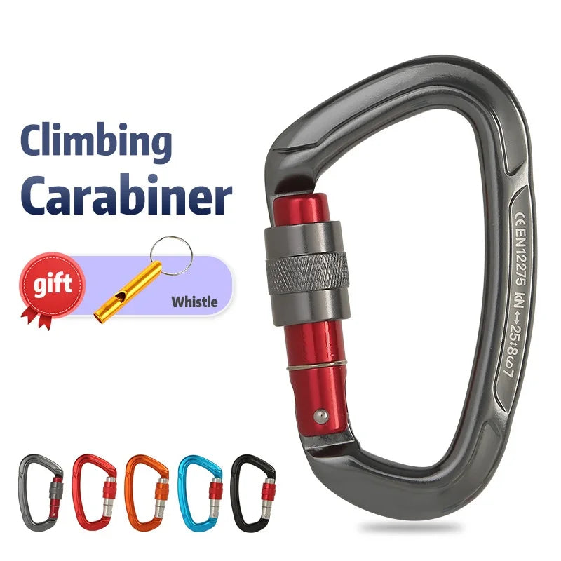 XINDA 25kN D-Shape Screwgate Carabiner - Strong Aluminium Alloy for Outdoor Adventures