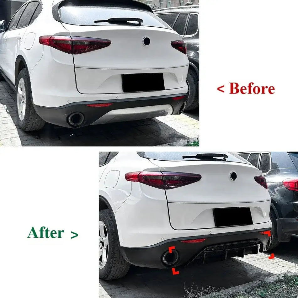 Alfa Romeo Stelvio Trim Spoiler Diffuser Four Fins Lip