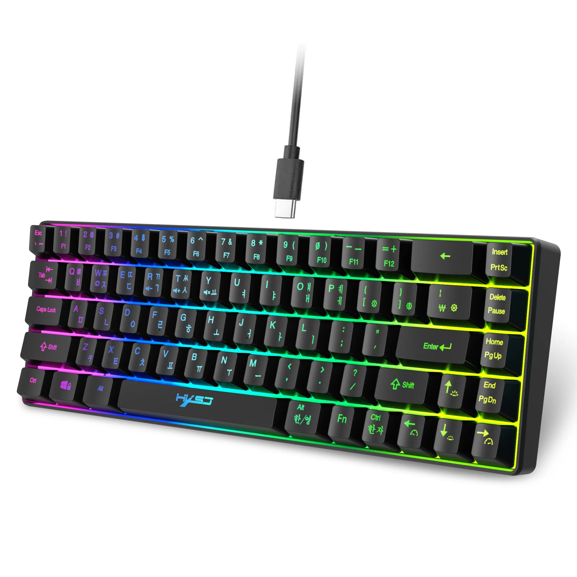 HXSJ V200 &ndash; 65 Percent Korean Gaming Keyboard RGB Backlit V200HW-Black