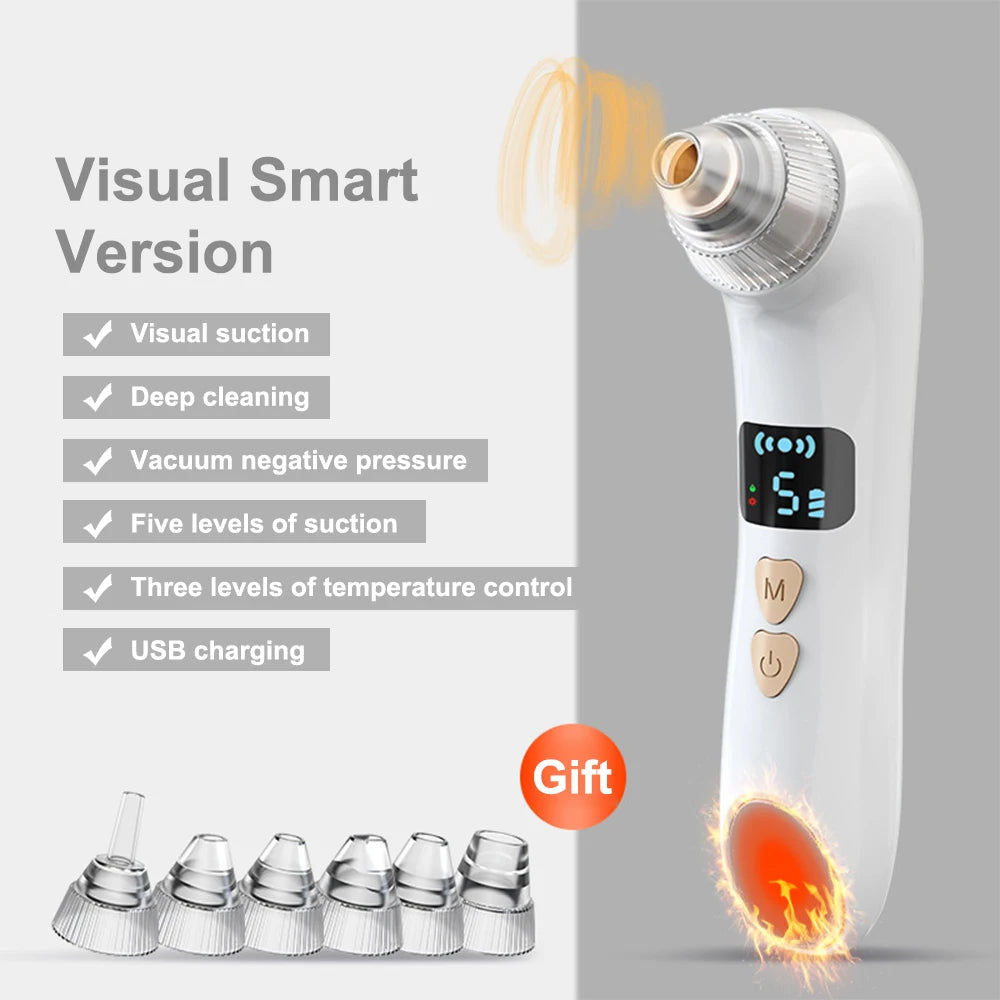 Visual Blackhead Remover Facial Deep Clean Machine | Heated Electric Extractor White (Visualize)