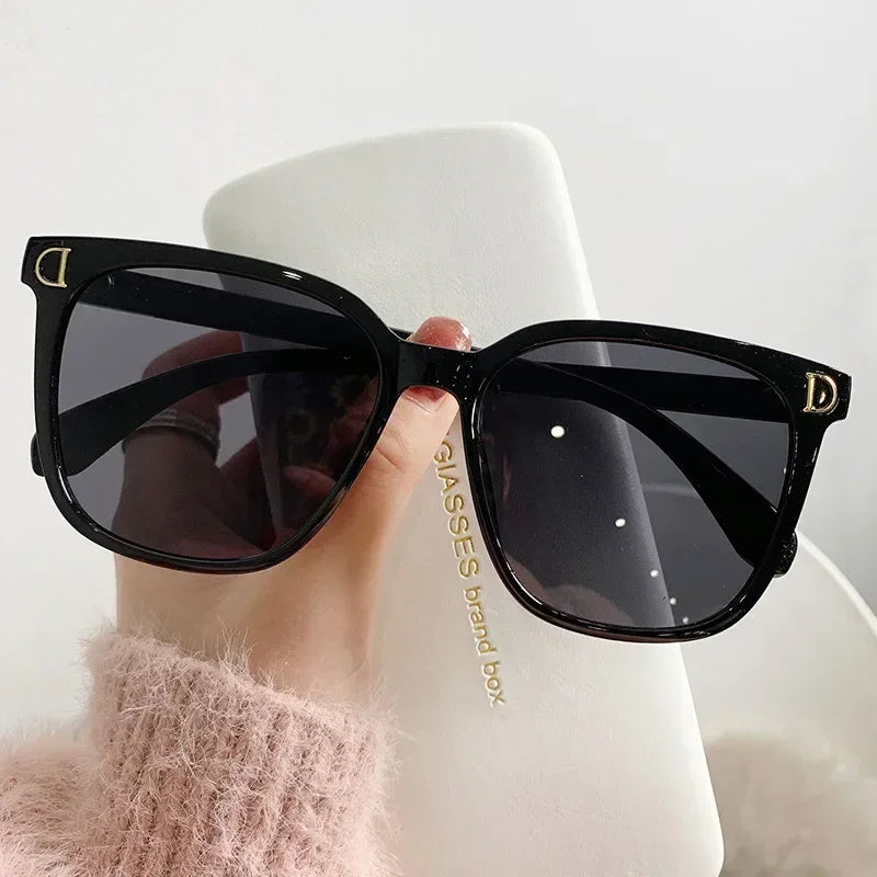 OLOIU Oversized Square Sunglasses Woman - Vintage Frame Black