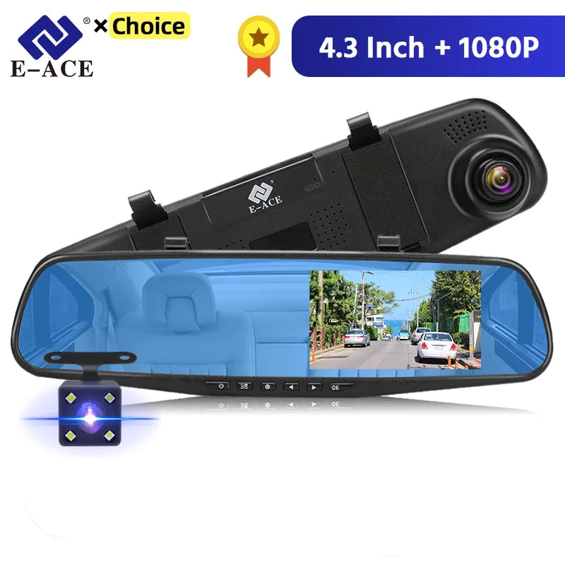 Dashcam 4.3 Inch FHD 1080P Dual Lens DVR - Night Vision