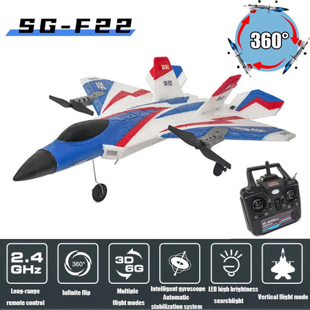 SZWDSE F22 Stunts Plane - 2.4G Remote Control 3D Glider for Kids