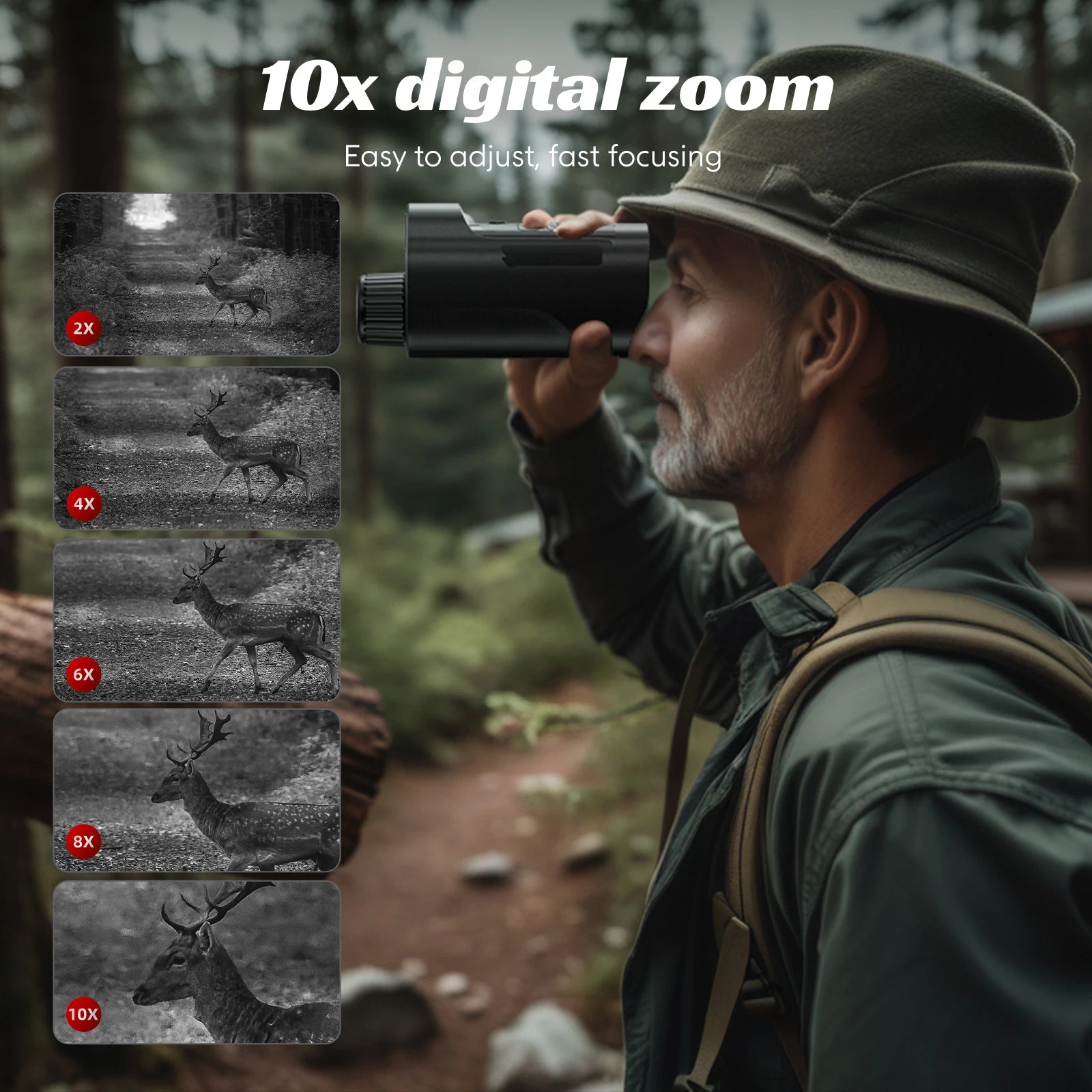 Night Vision Monocular 10x Zoom &ndash; Full Dark Viewing 5W IR