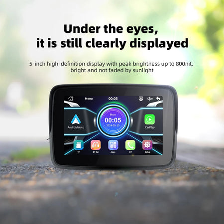 EKIY Wireless CarPlay Moto 5.0 Inch &ndash; Portable Digital Motorcycle GPS Navigation Display