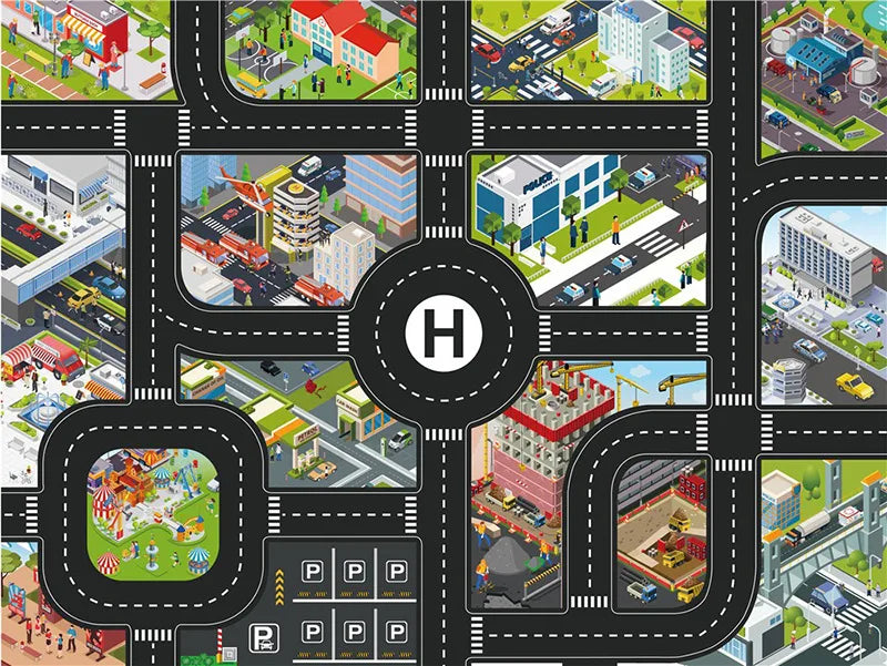 Coolplay City Road Map Mat &ndash; Interactive Traffic Play Area for Kids Map D 80x60cm
