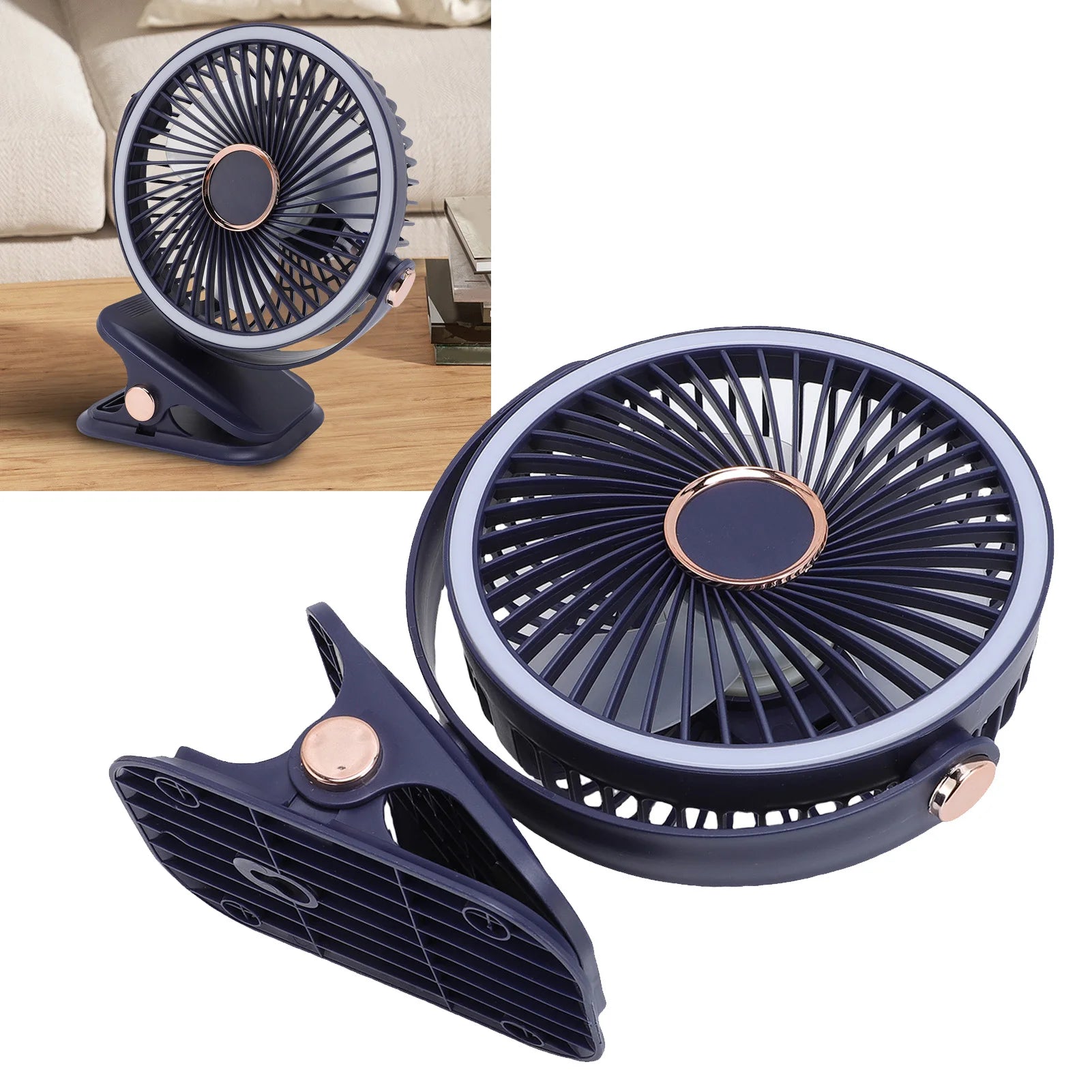 Desk Fan With Clamp And Light &ndash; Quiet Battery Operated