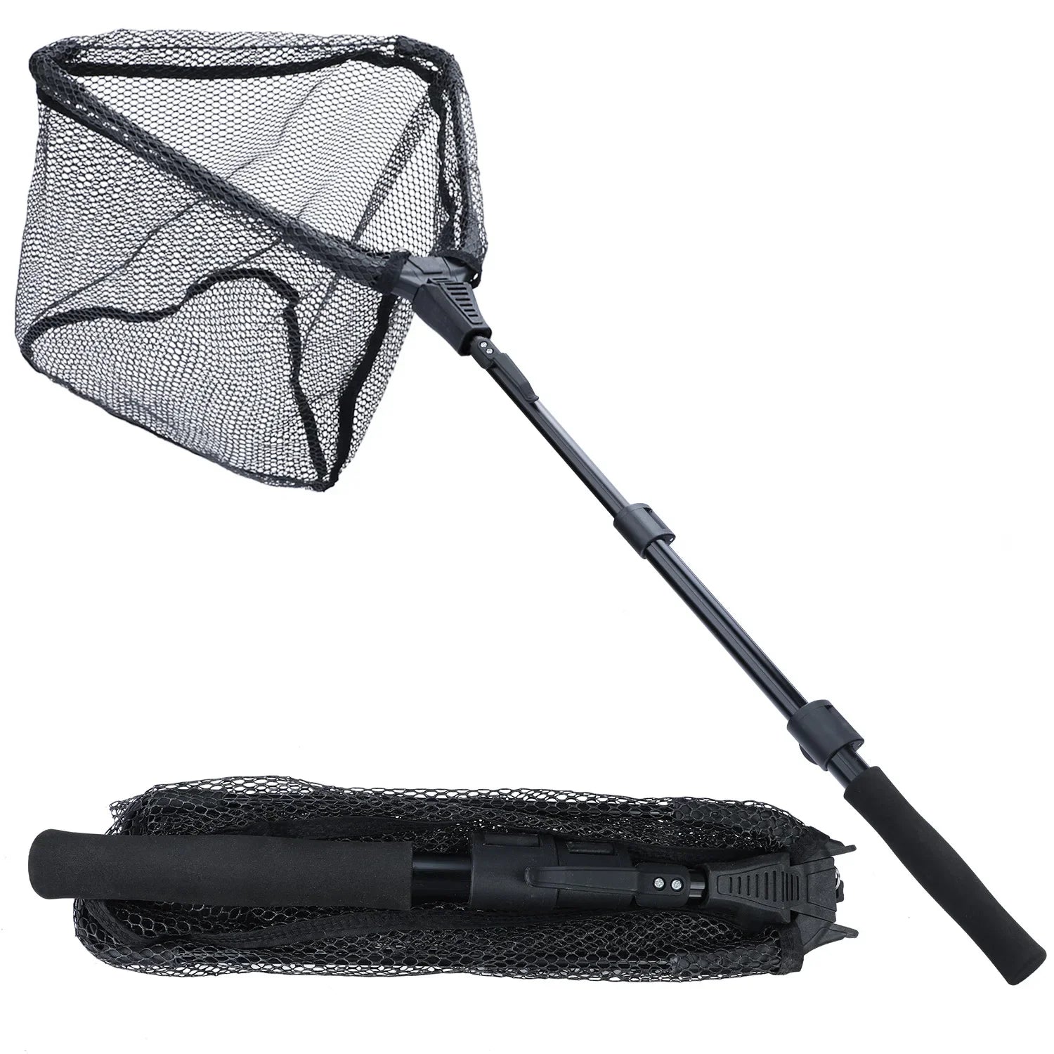 Sougayilang Folding Telescopic Fishing Landing Net - 65-112cm Black 3section 112cm