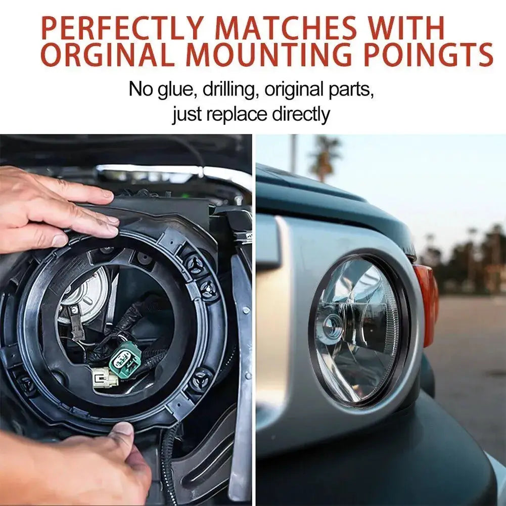 7 Inch Round Headlight Mounting Ring Retaining Bracket With Headlight Metal Rings For Jeep Wrangler JK 07-17 For LED Headlights by InterCyprus Trading Ltd