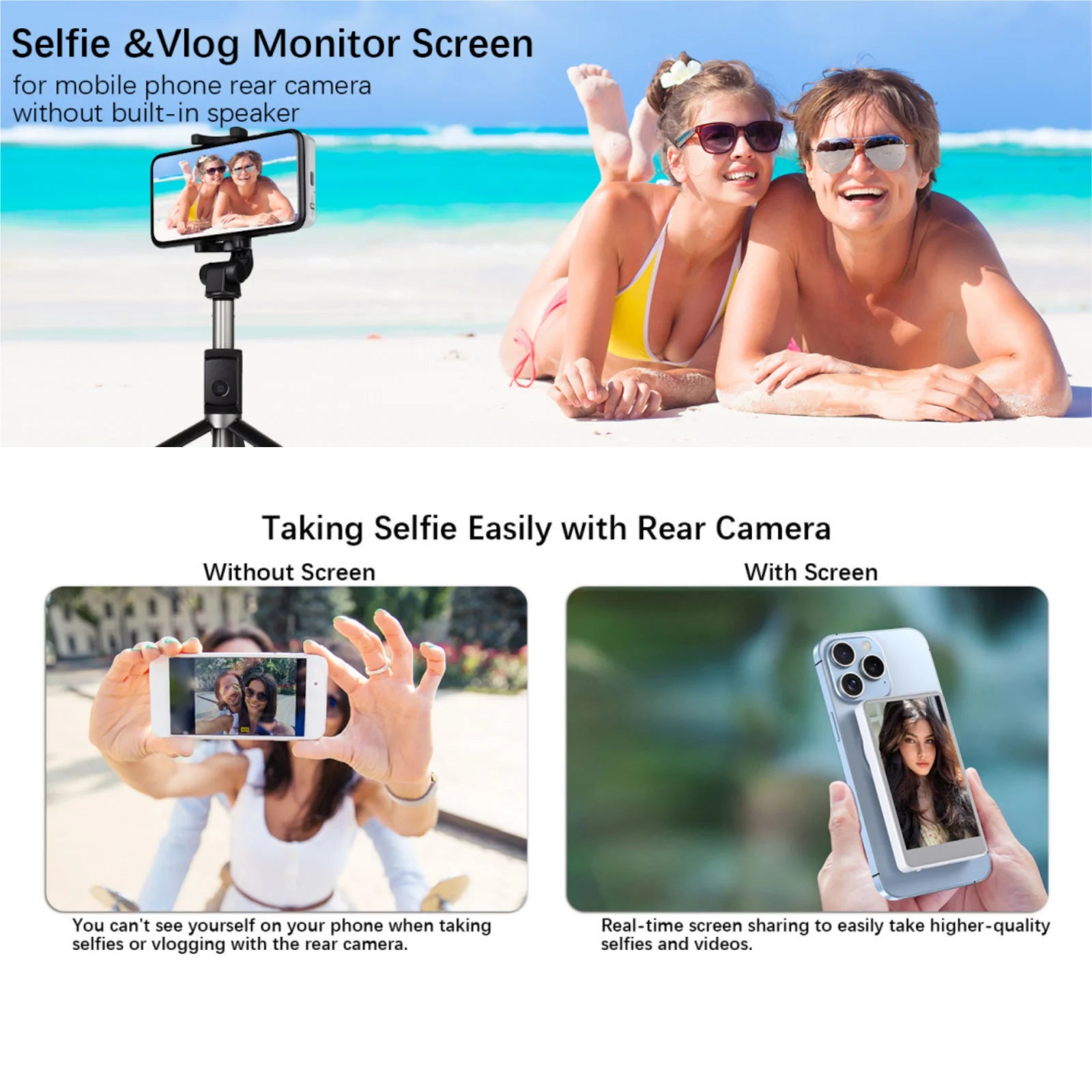 Magnetic Phone Vlog Selfie Monitor &ndash; IPhone Android Ready