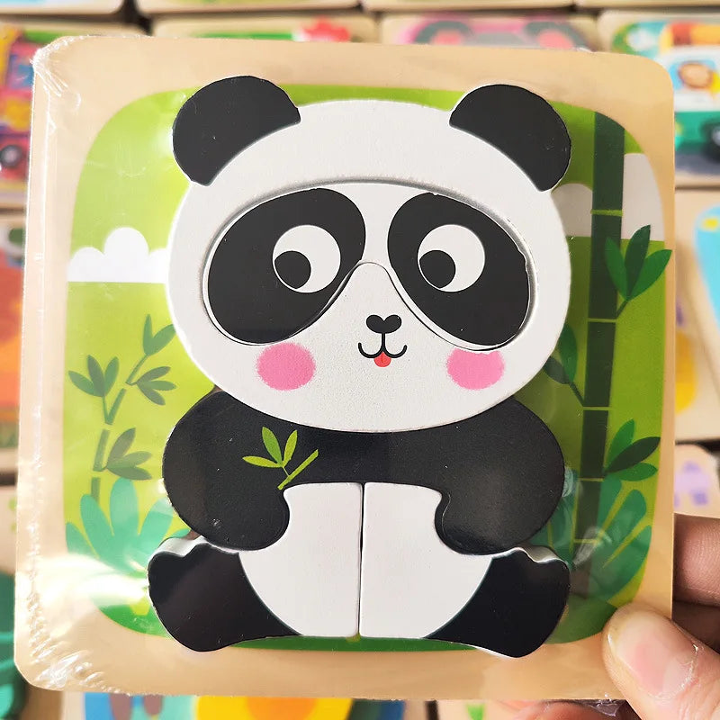 Children's Animal Wooden Puzzle &ndash; Engaging Montessori Learning Toy panda