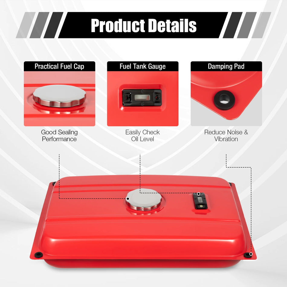 Tanque de combustible universal rectangular rojo de 15L para la mayoría de los generadores