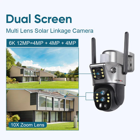 LS VISION 4G SIM Card Solar Camera 10X Zoom CCTV Battery Cameras Outdoor 2 Screen Security Surveillance Ai Tracking Cam V380PRO