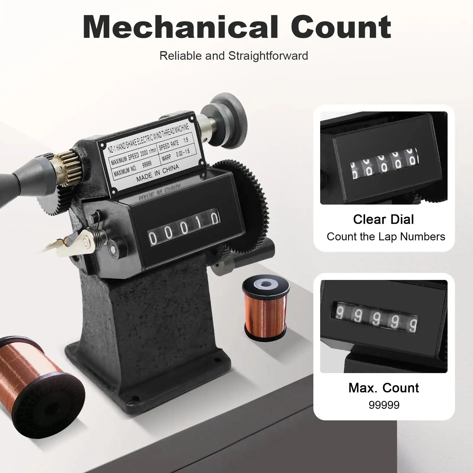 Fishing Line Spooler with Counting Machine, 0-99999 Count Range, Cast ...