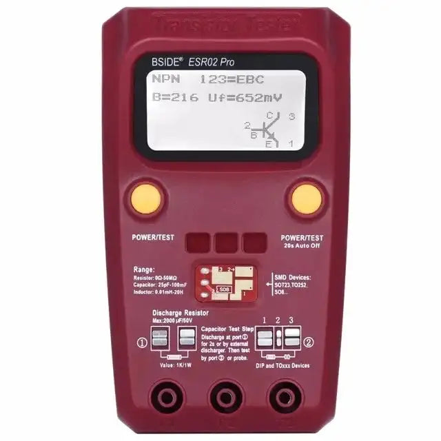 Multi Purpose Transistor ESR SMD Tester ESR02Pro LCD Meter ESR02PRO-Red