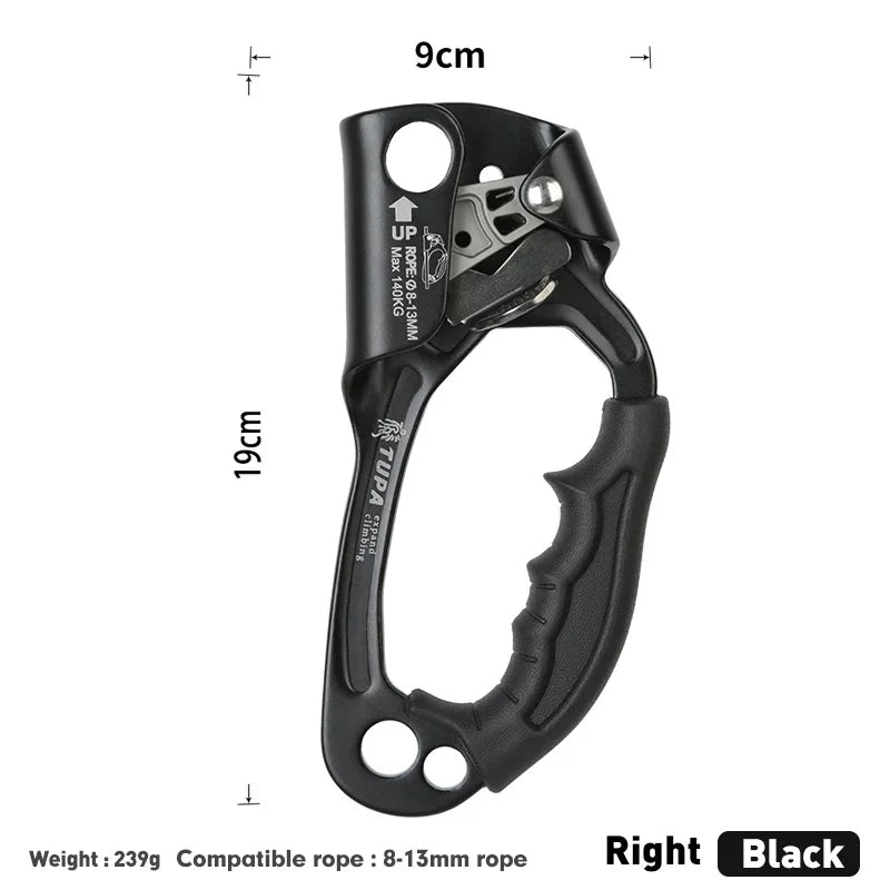 Outdoor Rock Climbing SRT Hand Ascender &ndash; Lightweight Right Black