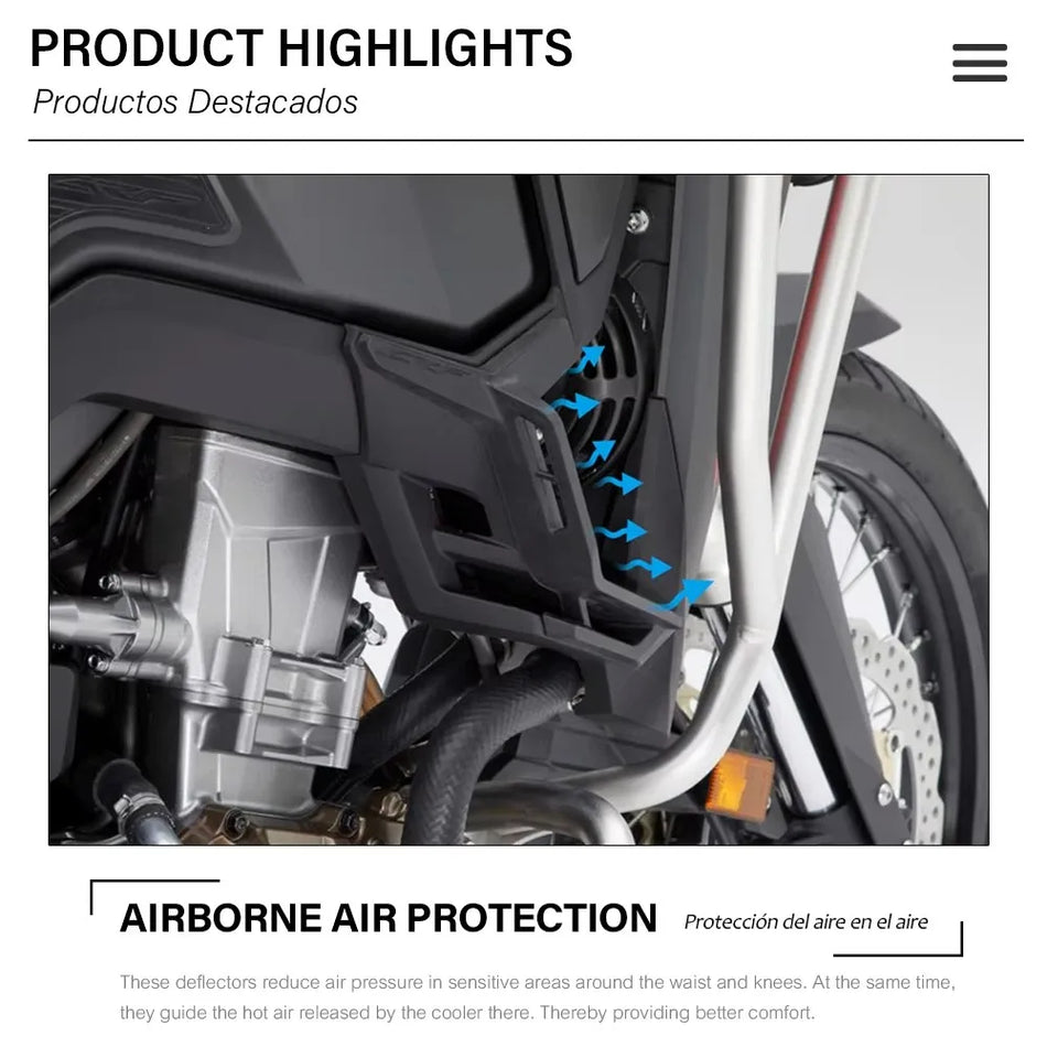 Kit de Defletores de Vento Baixo Honda CRF1100L Africa Twin, Feito de Borracha, Melhora o Conforto e a Estabilidade