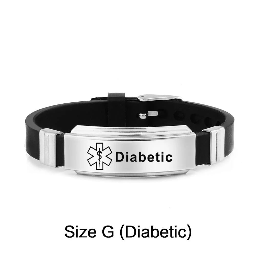 Stainless Steel Medical Alert Bracelet - 15 Styles Diabetic