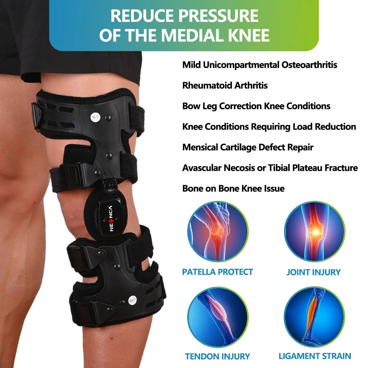 NEENCA OA Unloader Knee Brace Pain Relief &amp; Knee Support for ACL &amp; Meniscus Injury Joint and Patella Stability for Men and Women