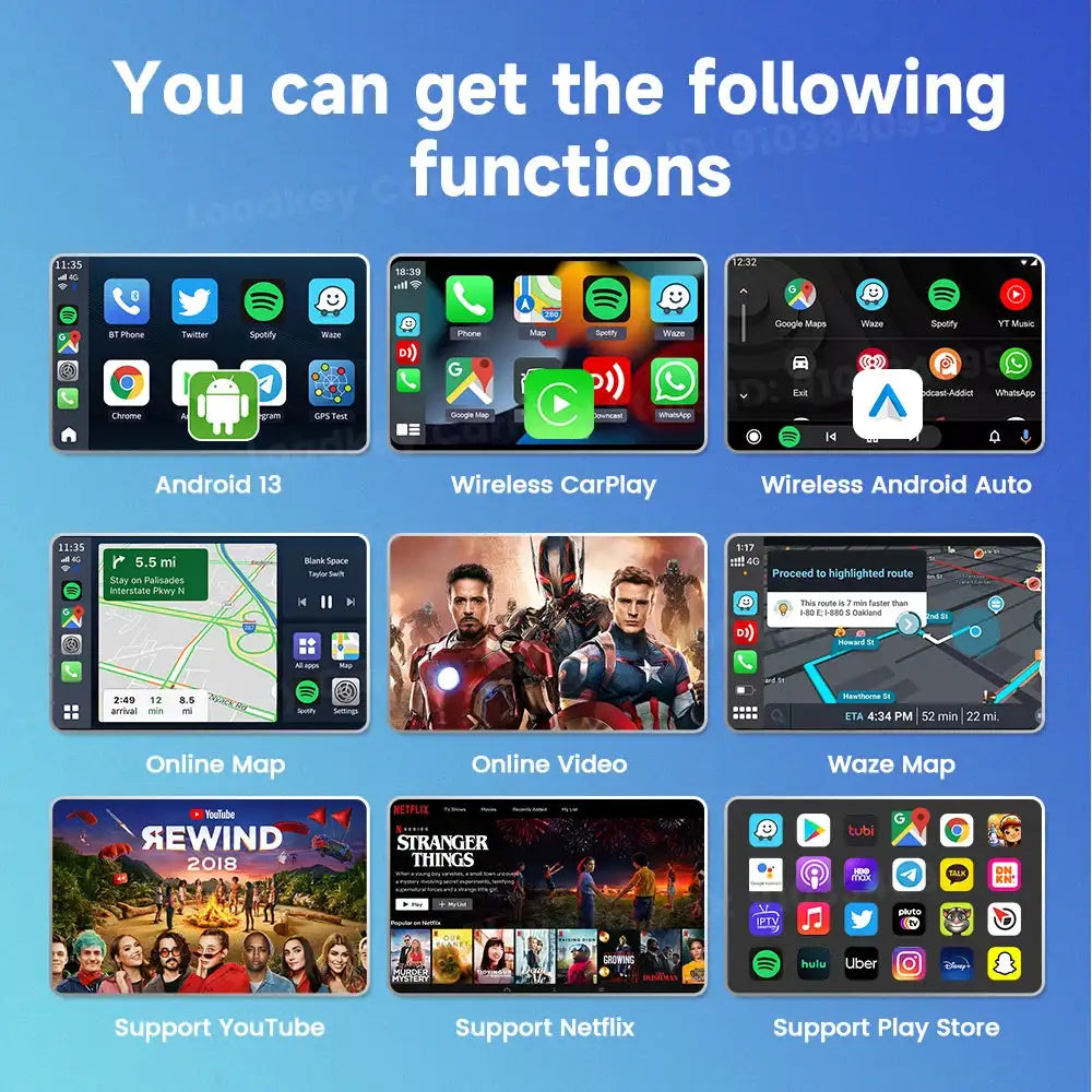 Carlinkit AI Box LED Android 13 Wireless CarPlay Adapter 64G