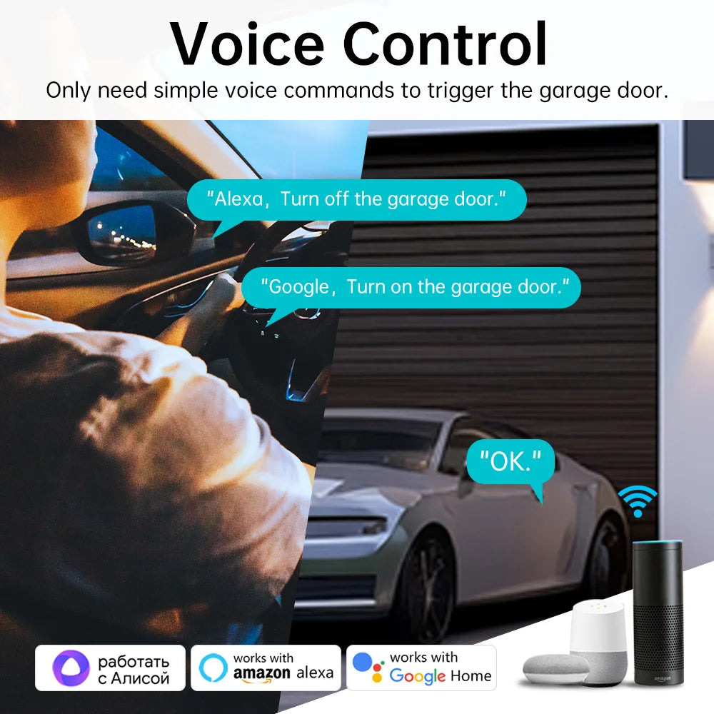 Tuya Zigbee/WiFi Smart Garage Door Opener - Voice Control, Alexa Compatible