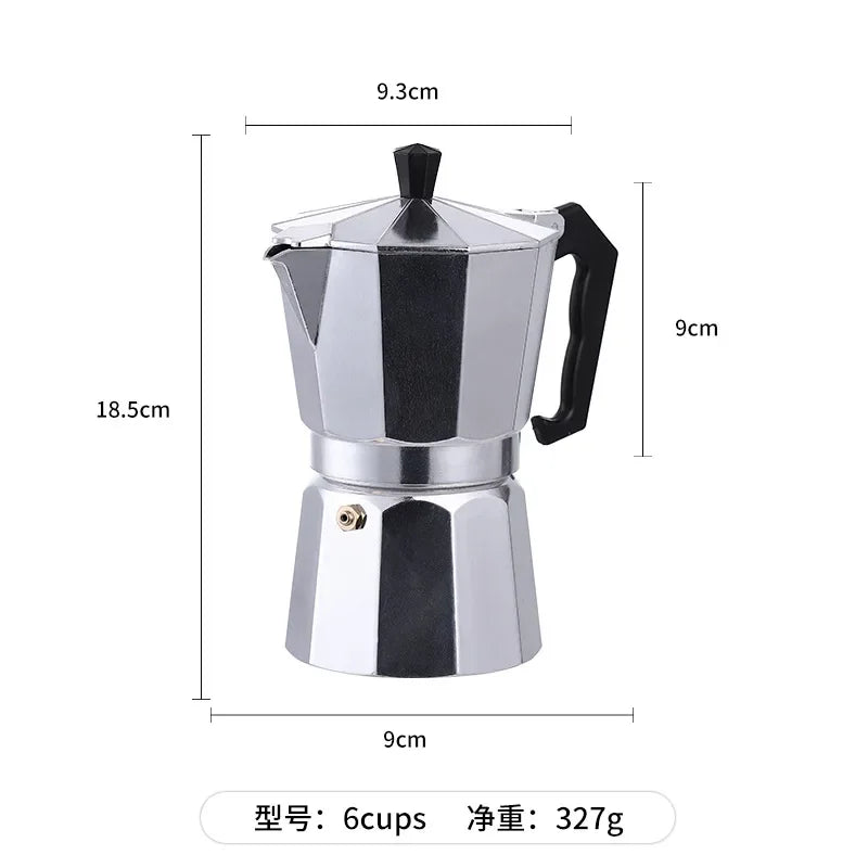Moka Espresso Coffee Maker Pot - Stovetop Percolator for Caf&eacute; Brewing 6cup (300ML) Silvery