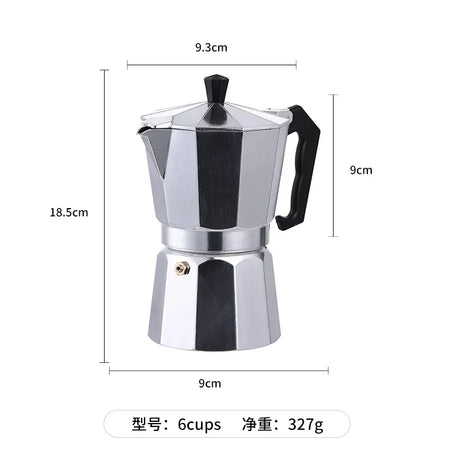 Moka Espresso Coffee Maker Pot - Stovetop Percolator for Caf&eacute; Brewing 6cup (300ML) Silvery