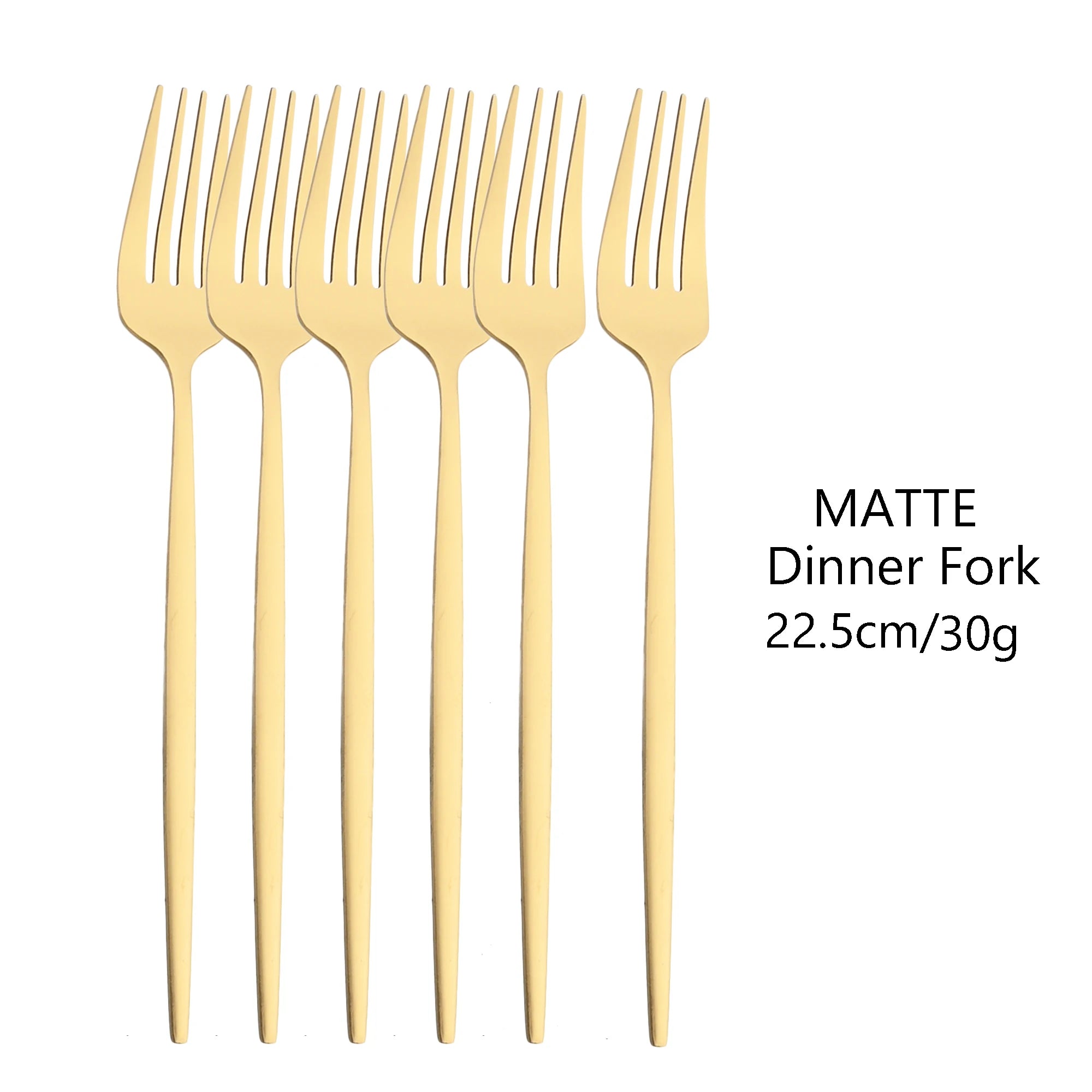 KNGZI 6Pcs Matte Stainless Steel Dinner Fork Set &ndash; Eco-Friendly Design Gold