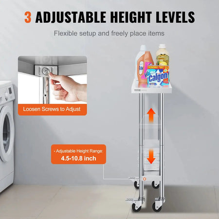 Stainless Steel Work Table Four Wheels 500 Lbs Load