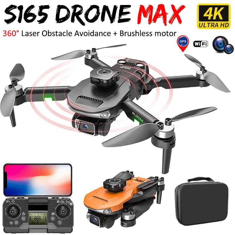 🟠 Νέο S165 Μέγιστο εμπόδιο αποφυγή Drone με 4K WiFi Dual ESC κάμερα 4-άξονα μίνι πτυσσόμενο ψεύτικο βύσμα 4K αεροσκάφος Drone Boy Gift Toy