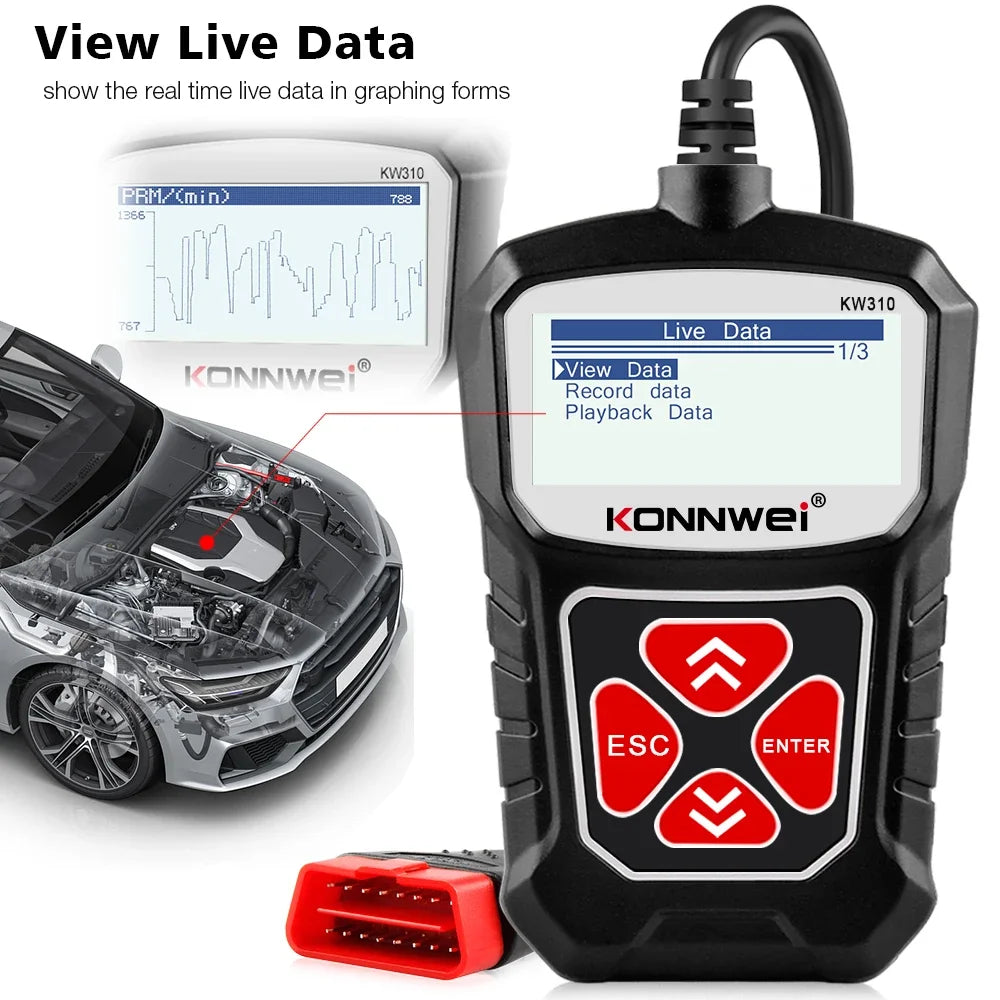 KONNWEI KW310 OBD2 Scanner - Multi Language Support