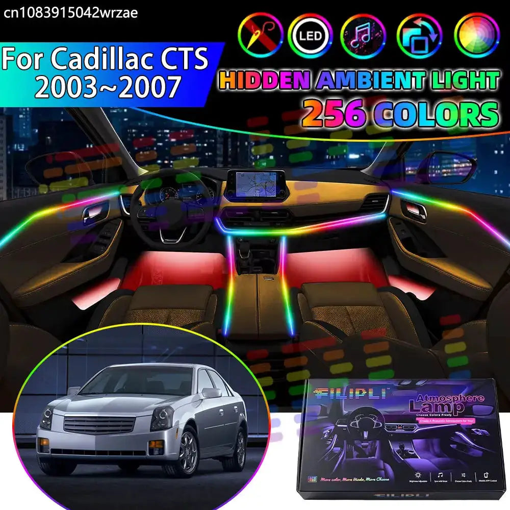 For Cadillac CTS 2003~2007 MK1 1th 1rd RGB Car Interior Ambient Lights Strips Breathing Lighting Kit App Control LED strips Auto by InterCyprus Trading Ltd