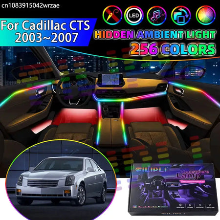 For Cadillac CTS 2003~2007 MK1 1th 1rd RGB Car Interior Ambient Lights Strips Breathing Lighting Kit App Control LED strips Auto by InterCyprus Trading Ltd
