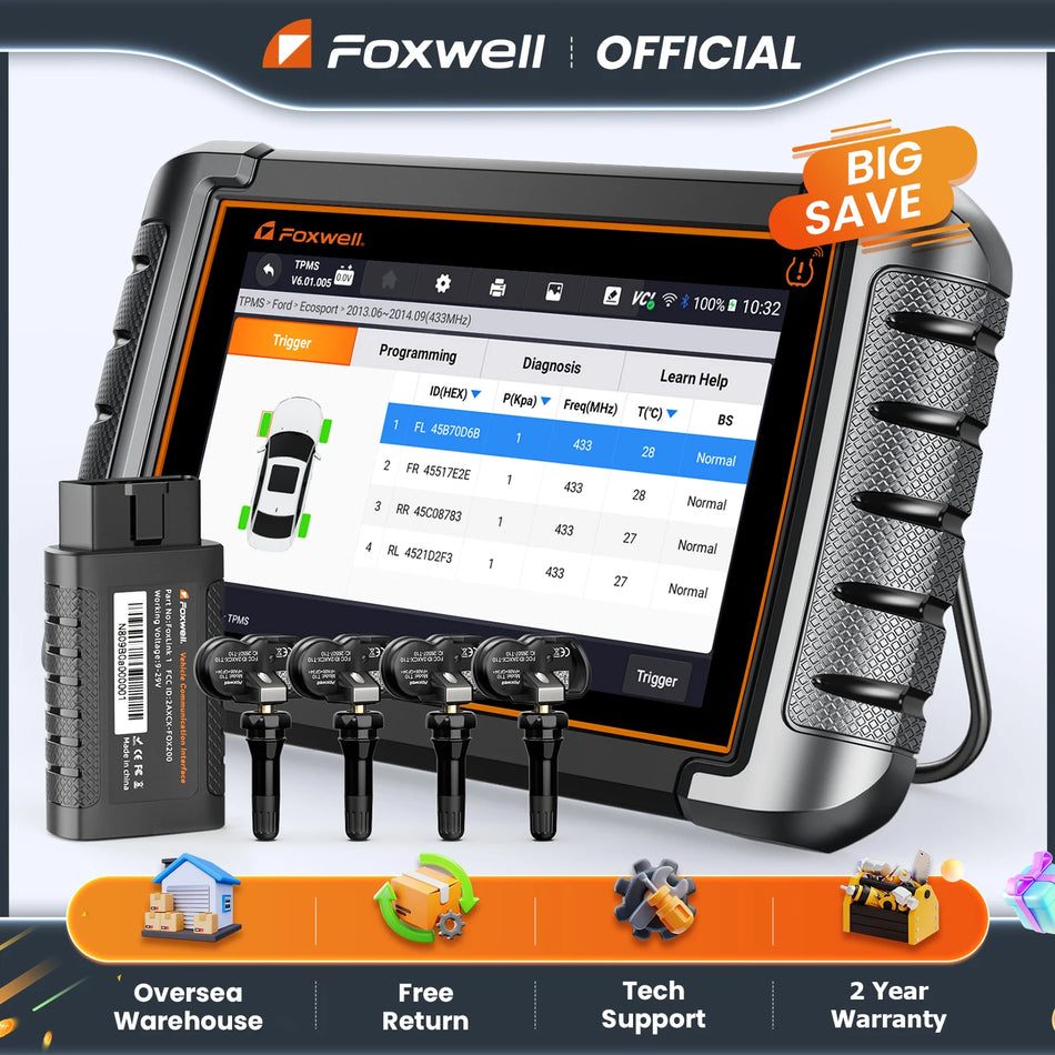 Foxwell NT809TS Strumento di Programmazione TPMS Diagnostica di Tutti i Sistemi Scanner OBD2 Bluetooth con Controllo Bidirezionale Più di Trenta Reset Schermo da Sette Pollici