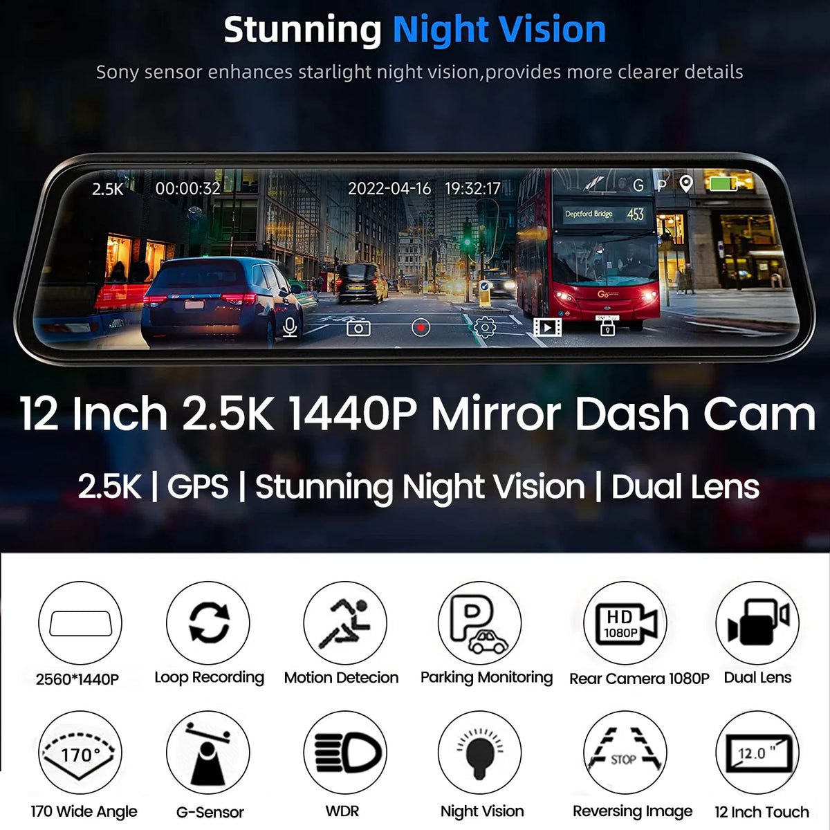 ACCEO 2.5K Car DVR Mirror &ndash; Built-In WiFi And 24H Parking