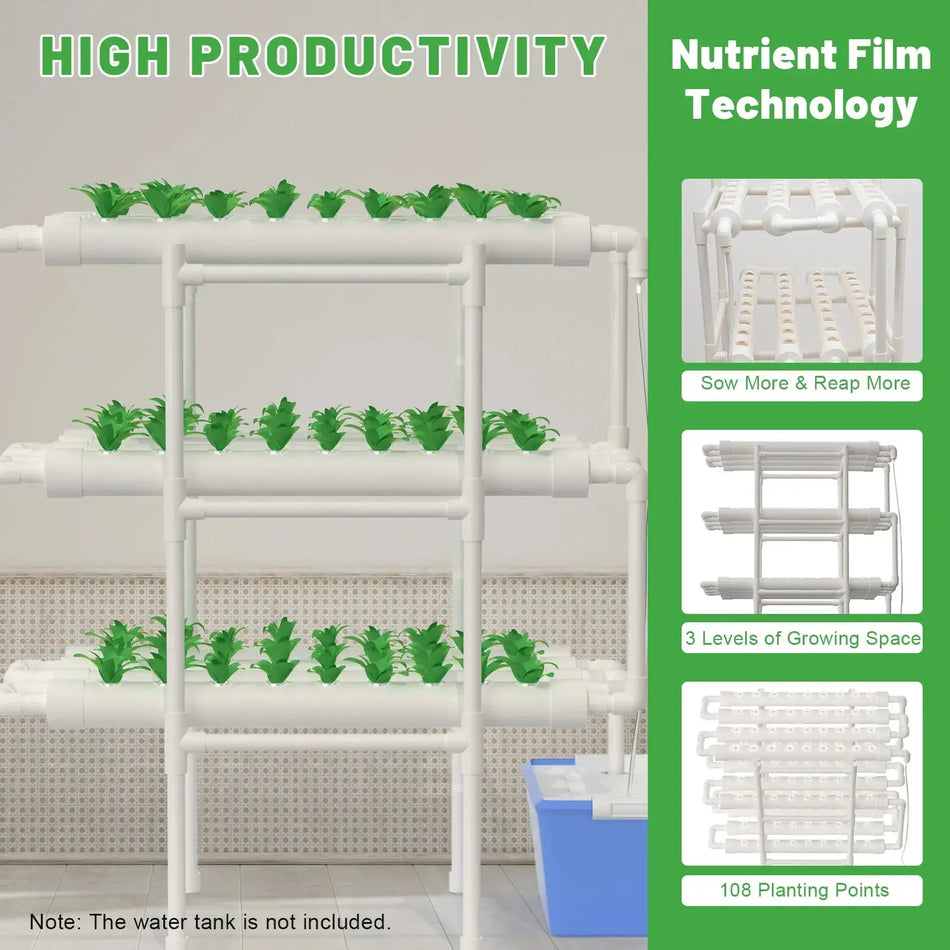 Hydroponic Grow Kit 108 Plant Sites &ndash; Vertical NFT System