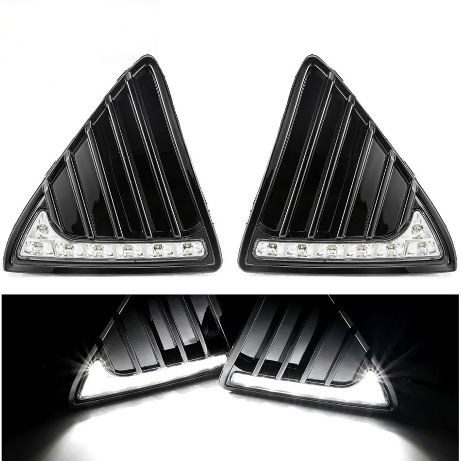 Fari diurni DRL per Ford Focus 3 MK3, 12V LED, ABS Impermeabile, 6000K Bianco, Sette LED per coppia di lampade
