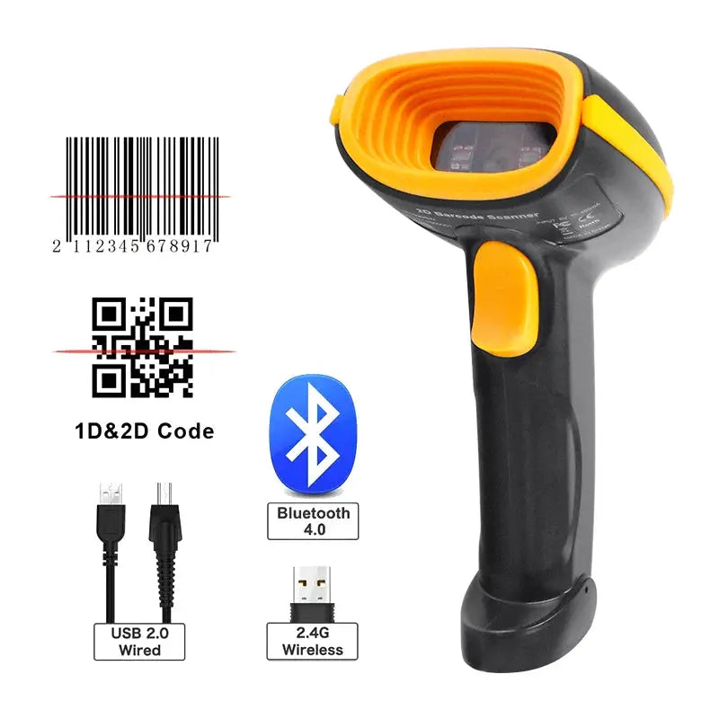 Wireless 2D Barcode Scanner long distance transfer Wired QR Code PDF ...