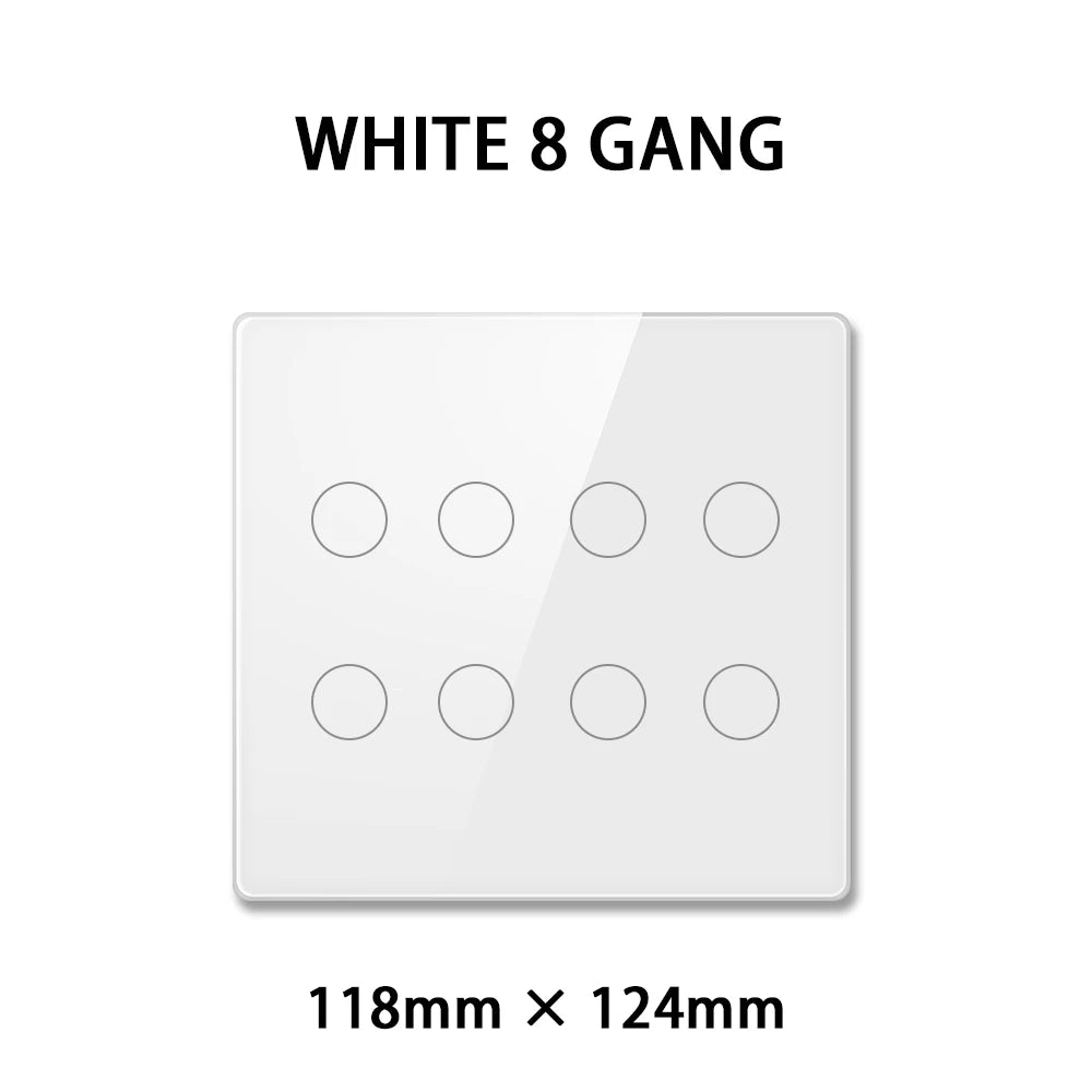 Brazilian Smart Touch Wall Switch - 4/6/8 Gang WiFi Voice Control white 8 gang