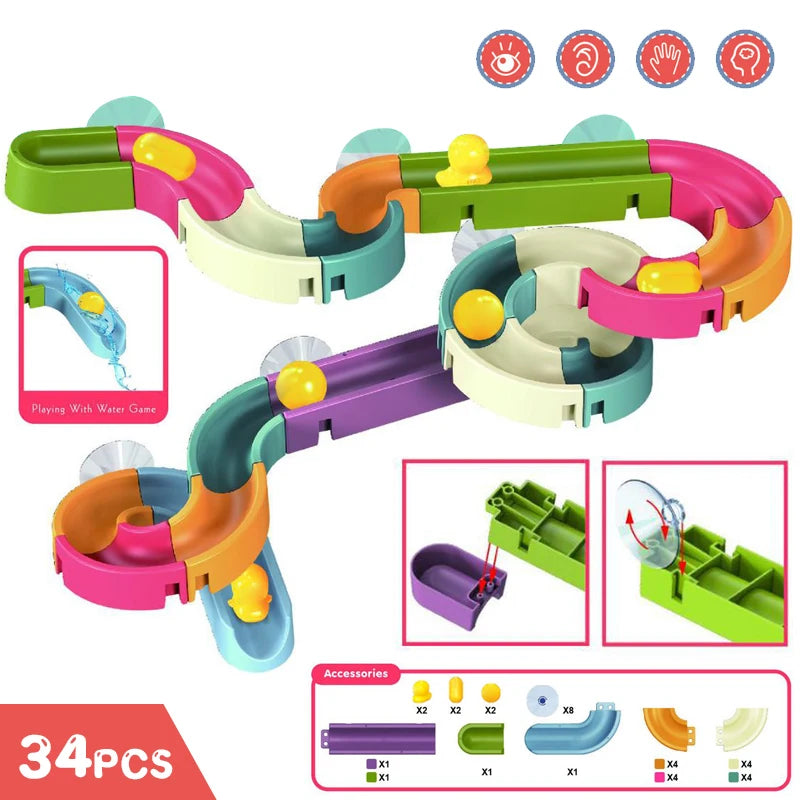 DIY Assembling Water Playing Track &ndash; Engaging Bath Time Fun 34pcs