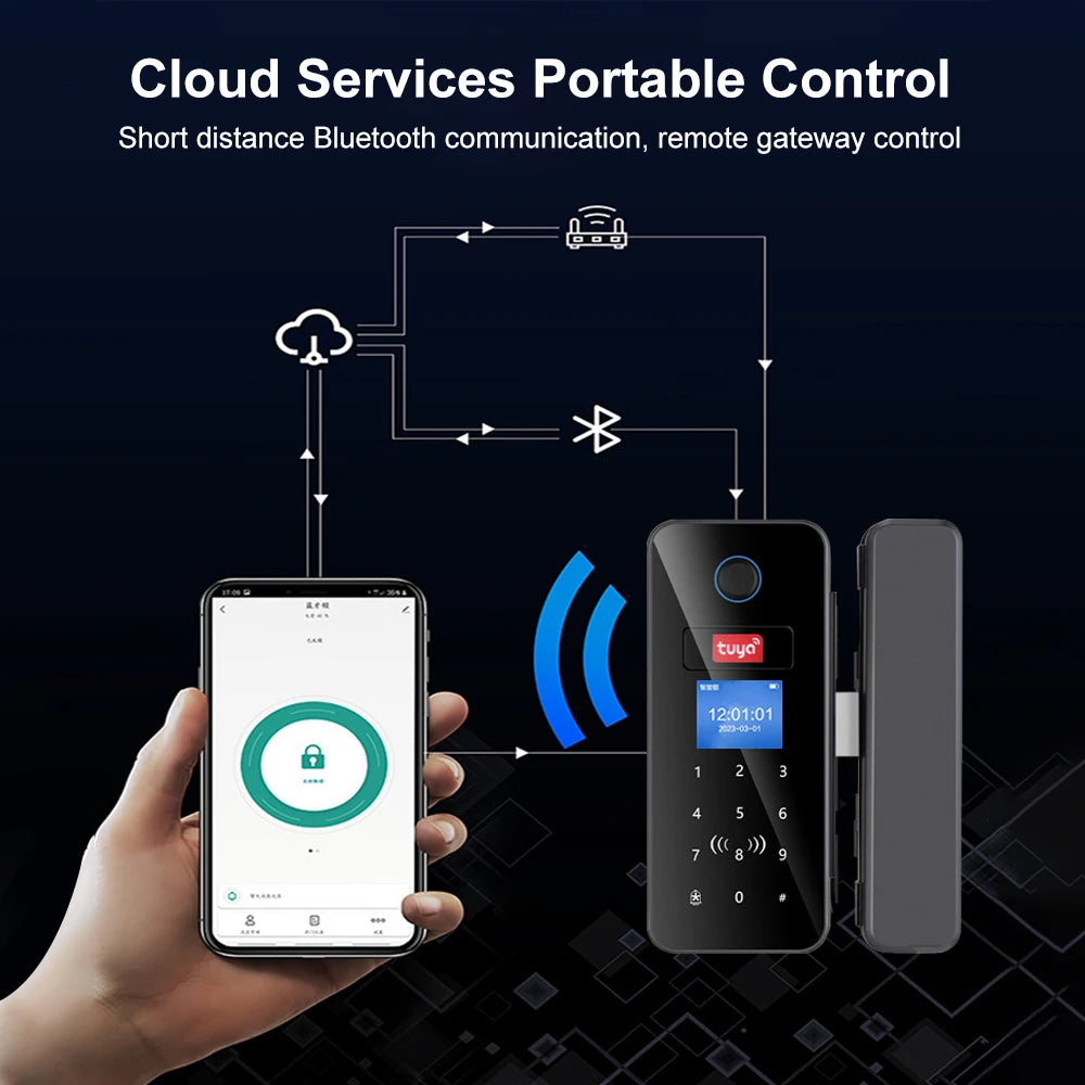 Tuya App Glass Door Lock &ndash; Biometric Bluetooth Unlock