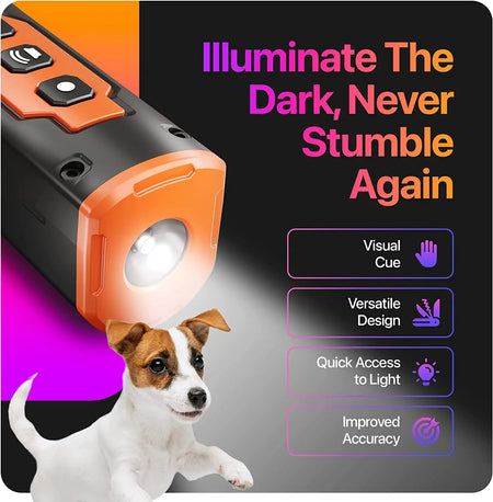 ABQP Ultrasonic Dog Training Device with LED Flashlight - Rechargeable Bark Deterrent